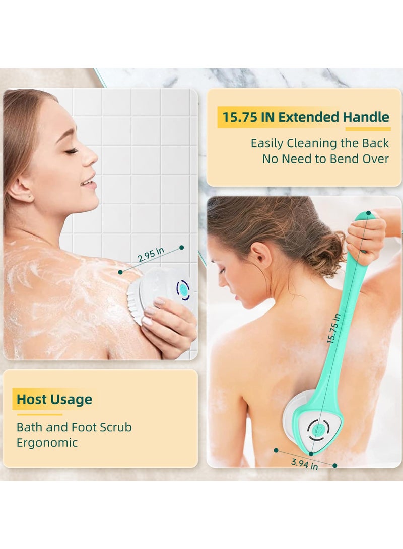 Bukela Electric Back Scrubber with Five Body Brush Head, Rechargeable ; Detachable Long Handle Back Brush (Green) - Image 3